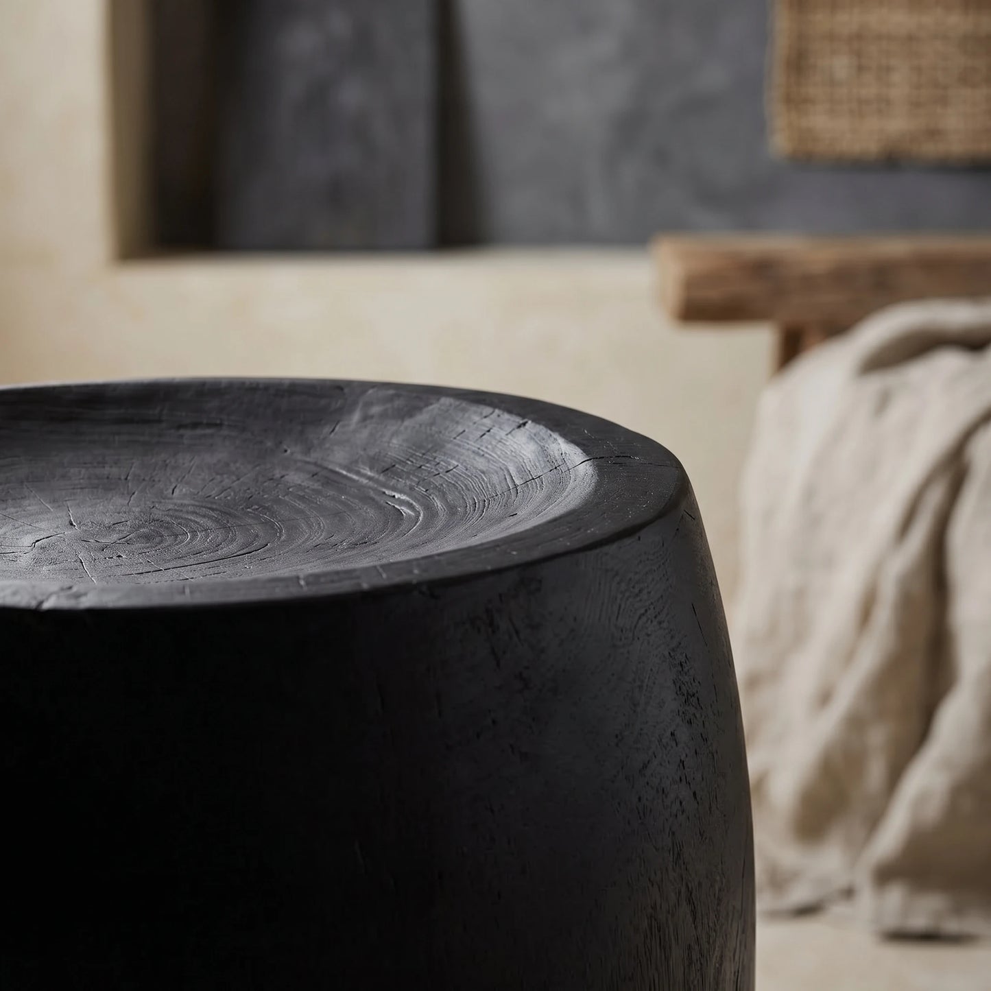 Nual Black Suar Wood Side Table