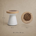 Lind Suar Wood Side Table – White Natural