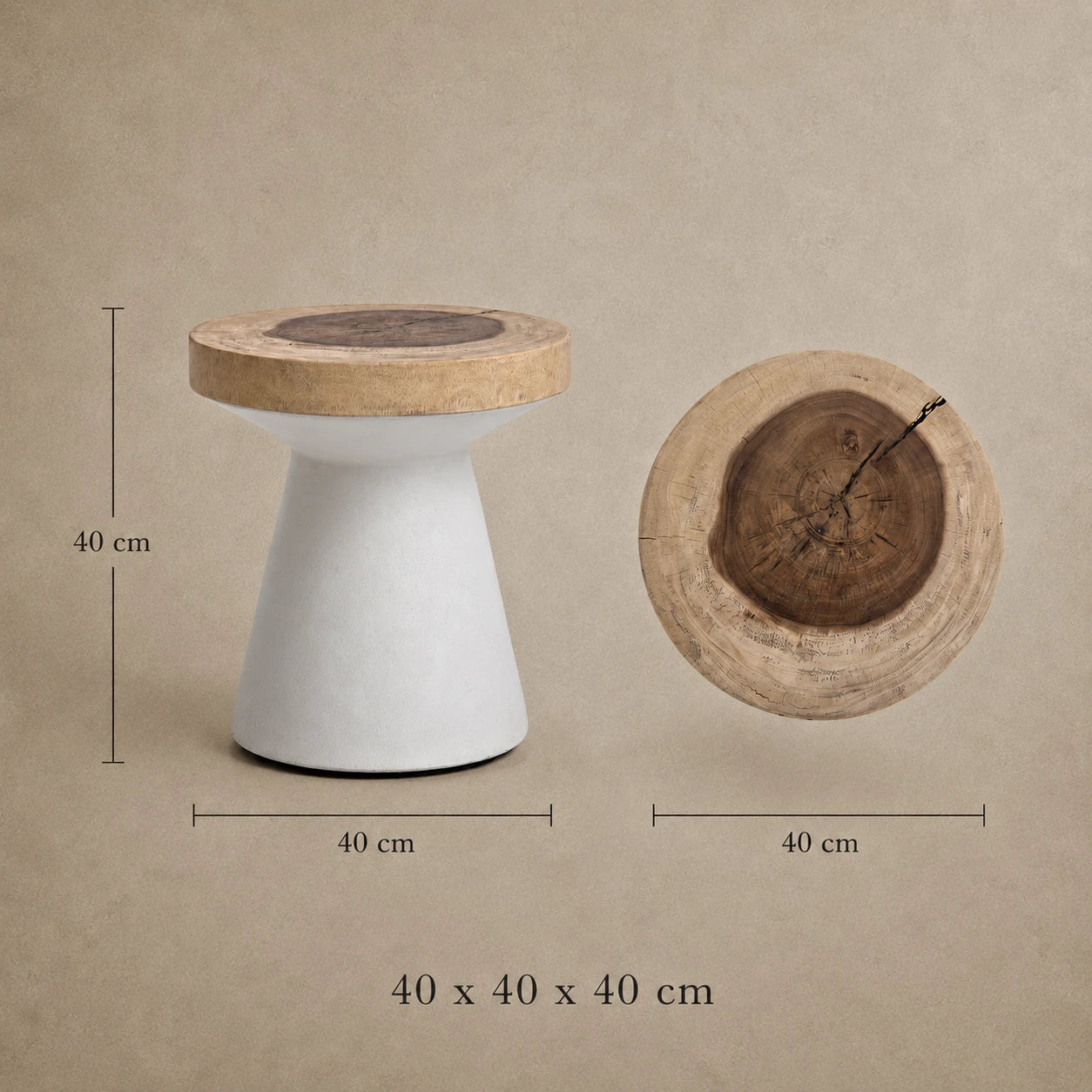 Lind Suar Wood Side Table – White Natural