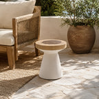 Lind Suar Wood Side Table – White Natural