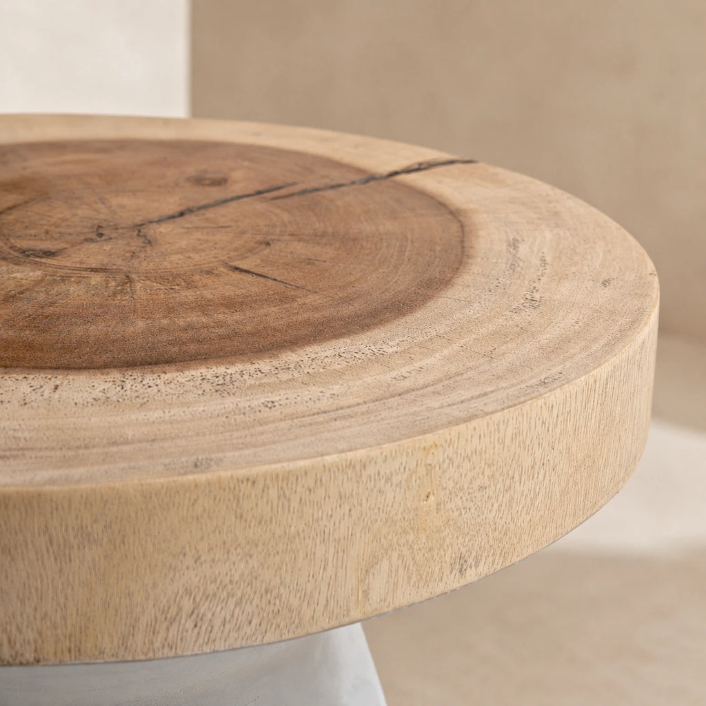 Lind Suar Wood Side Table – White Natural