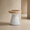 Lind Suar Wood Side Table – White Natural