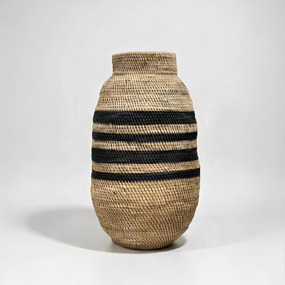 Striped Decorative Basket (Natural & Black)