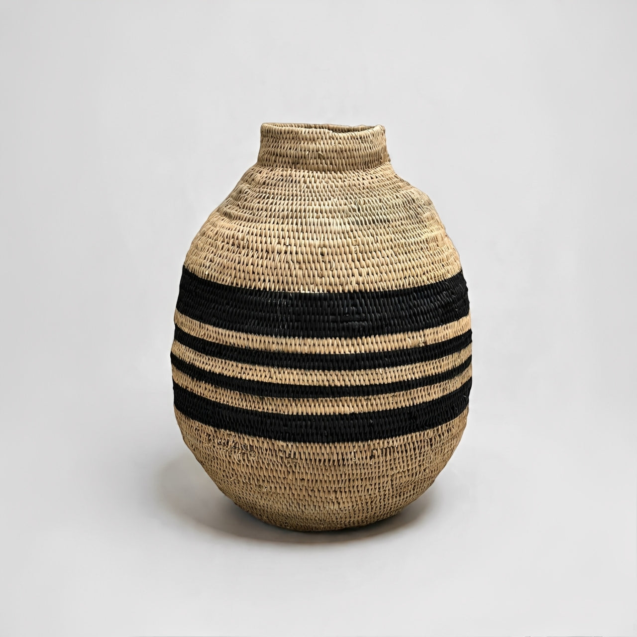 Striped Decorative Basket (Natural & Black)