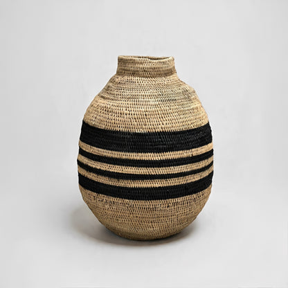 Striped Decorative Basket (Natural & Black)