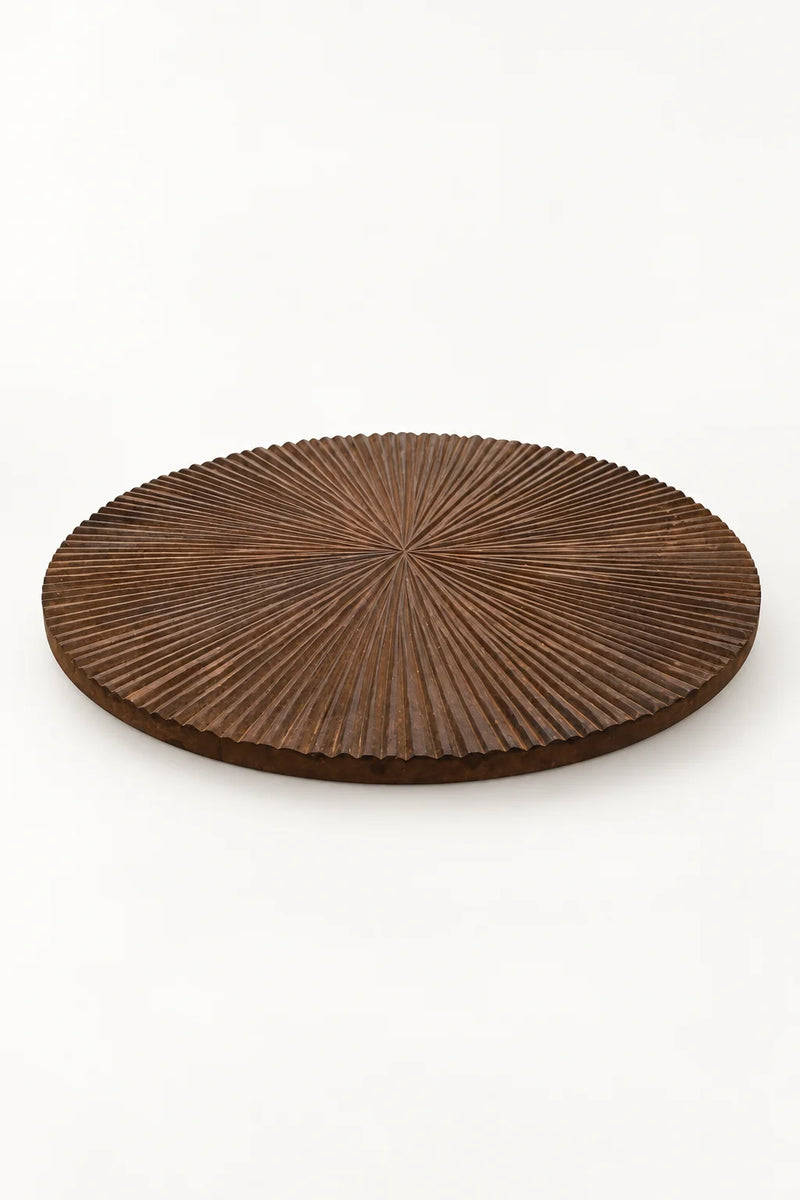 Brown Round Textured Wood Wall Decor