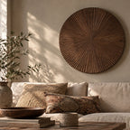 Brown Round Textured Wood Wall Decor