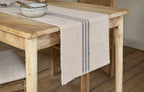 Natural Linen Table Runner – Dark Grey Stripe