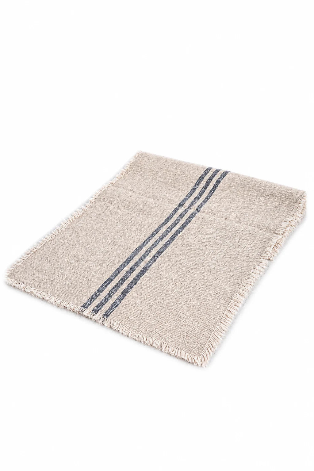 Natural Linen Table Runner – Dark Grey Stripe