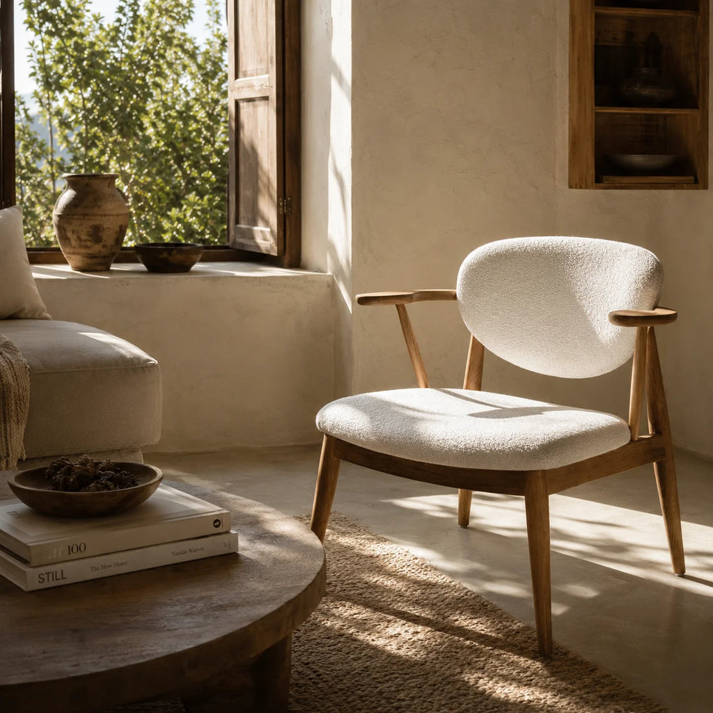 Netle Teak Upholstered Armchair