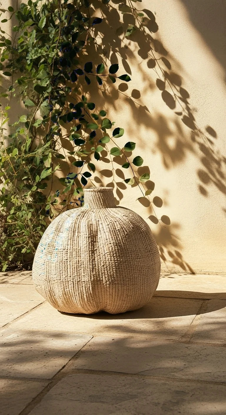 Garlic Basket – Handwoven Ilala Palm Floor Object
