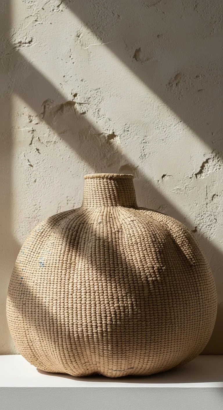 Garlic Basket – Handwoven Ilala Palm Floor Object