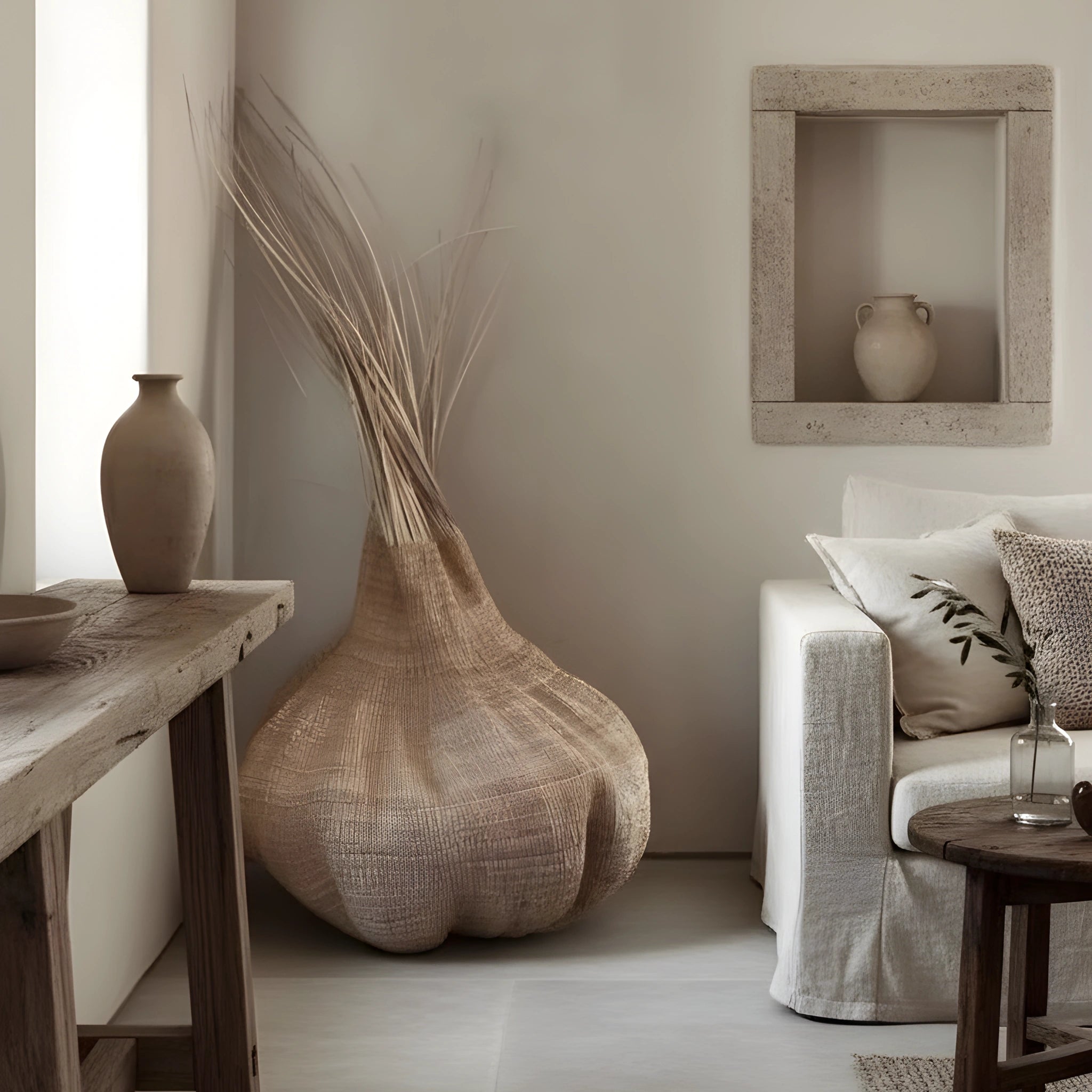 Handwoven Sisal Gourd Basket (Natural)