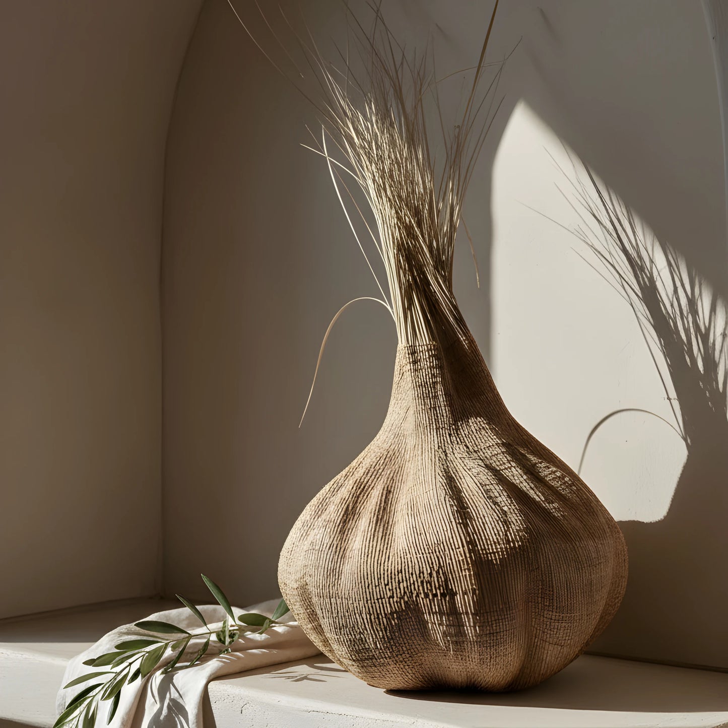 Handwoven Sisal Gourd Basket (Natural)