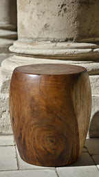 Nual Flat-Top Stool – Natural Suar Wood