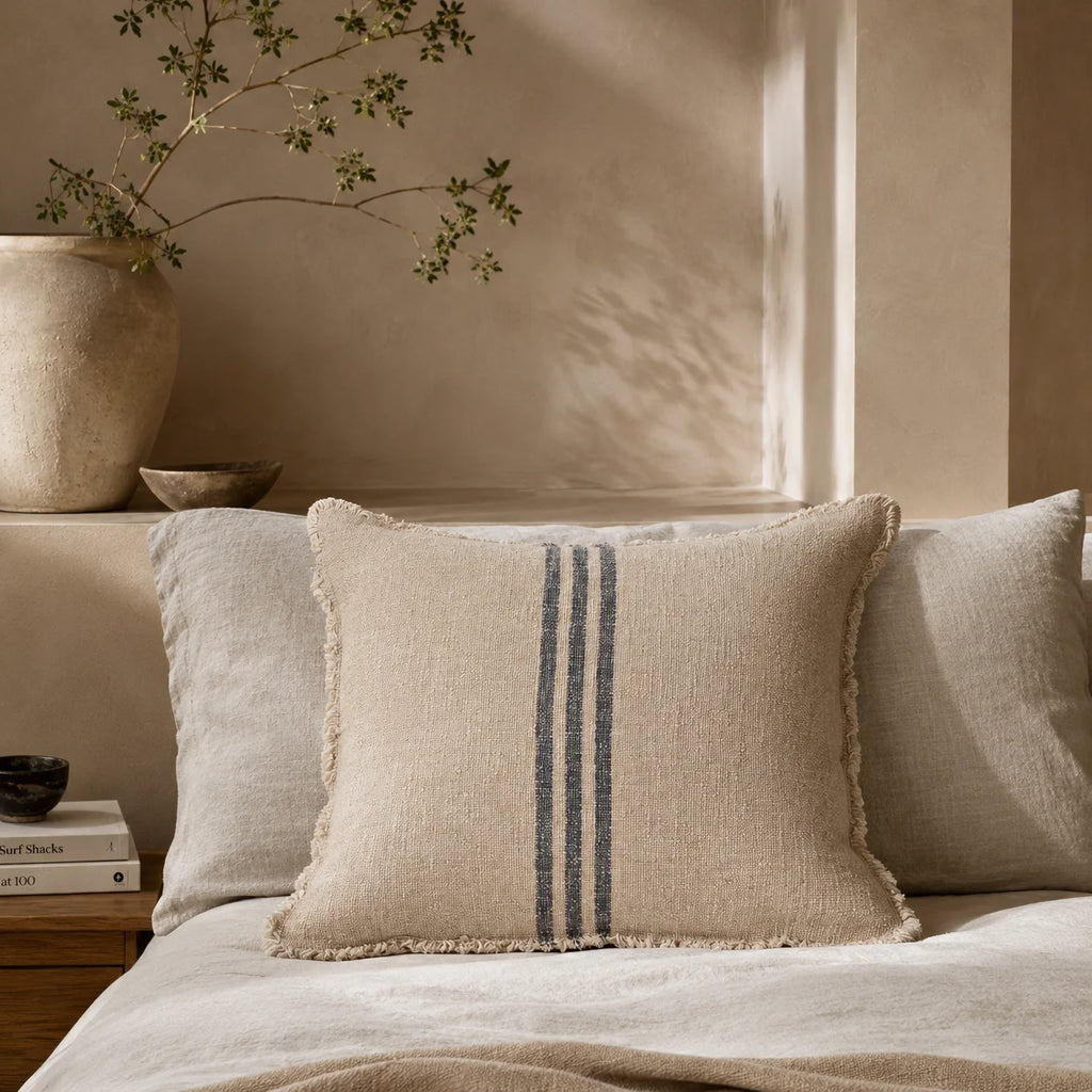 Verve Linen Cushion Cover – Natural & Black Stripe