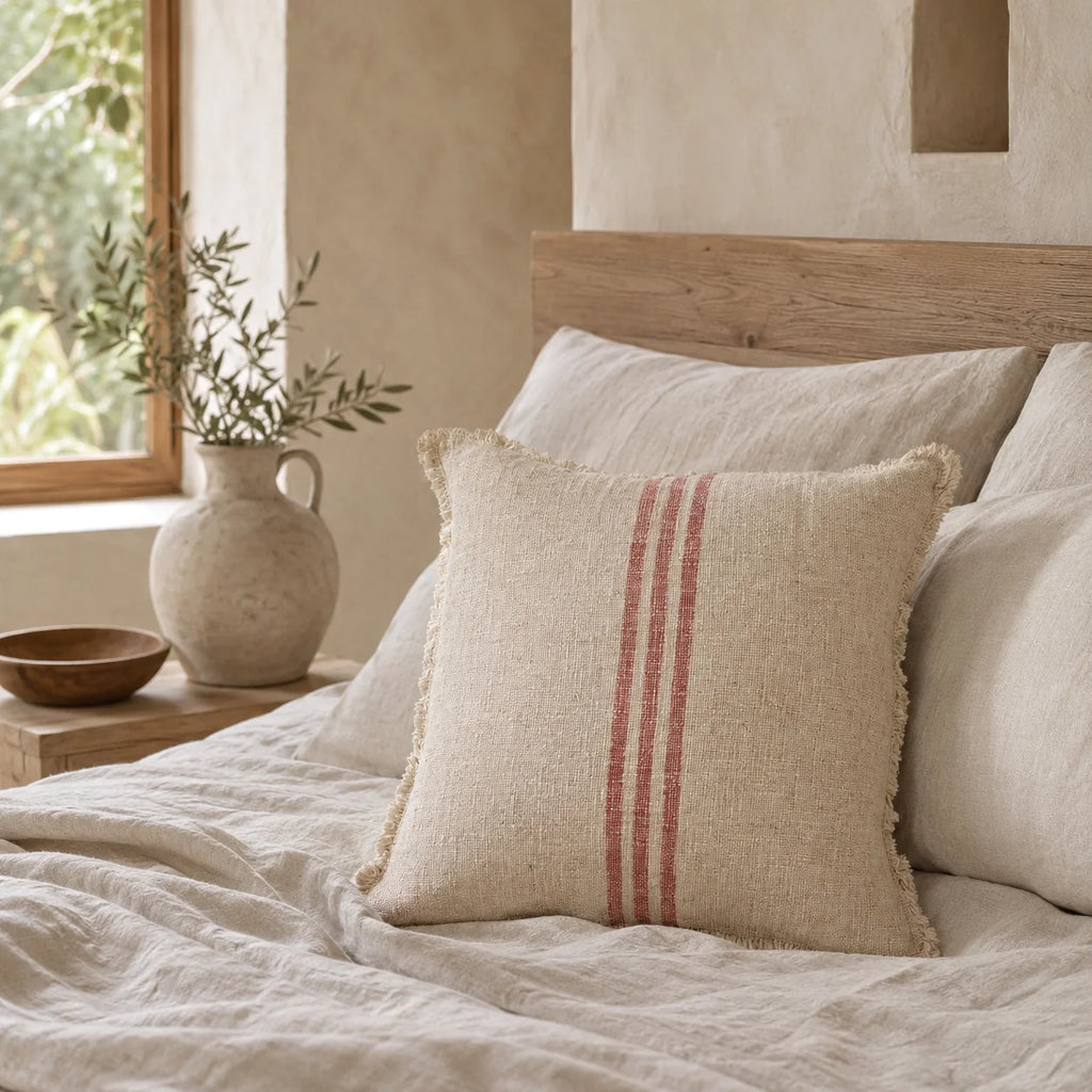 Verve Linen Cushion Cover – Natural & Blush Stripe