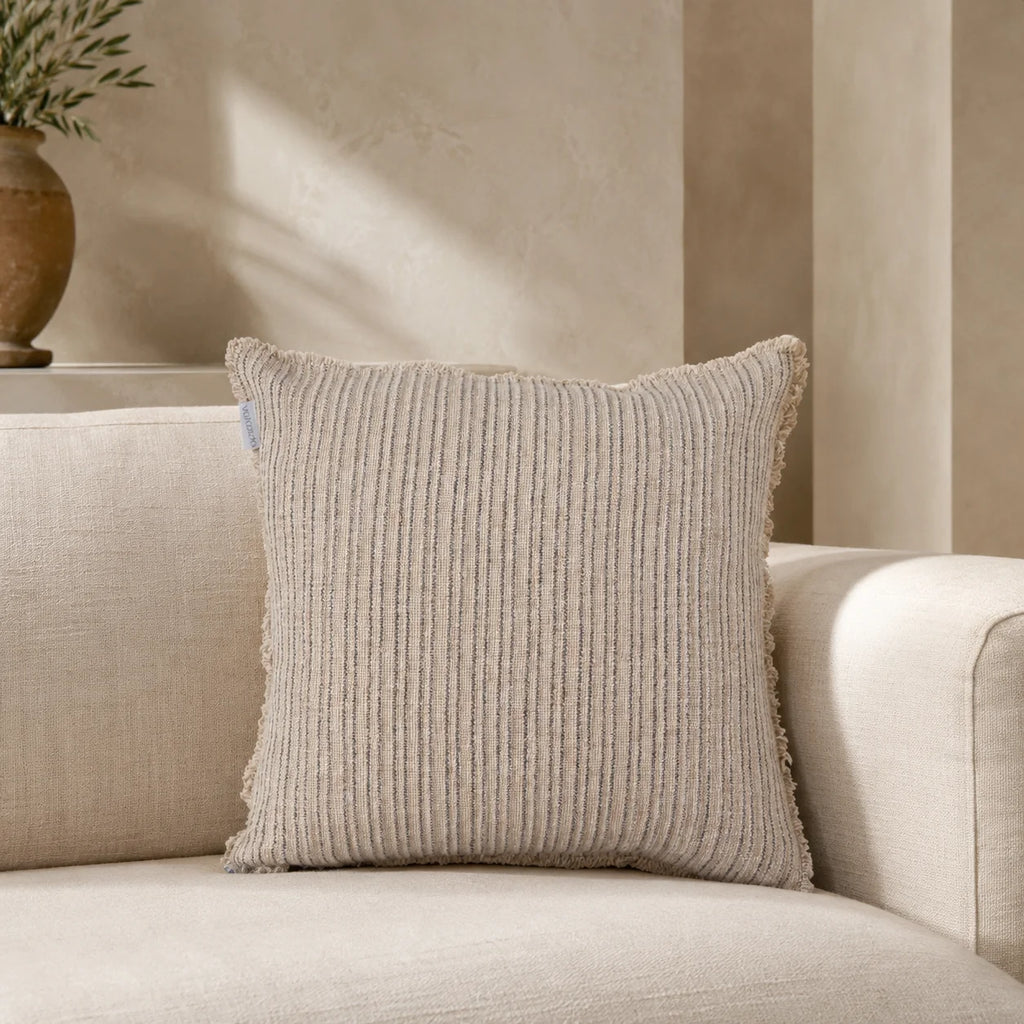 Verve Linen Cushion Cover – Natural & Charcoal Stripe
