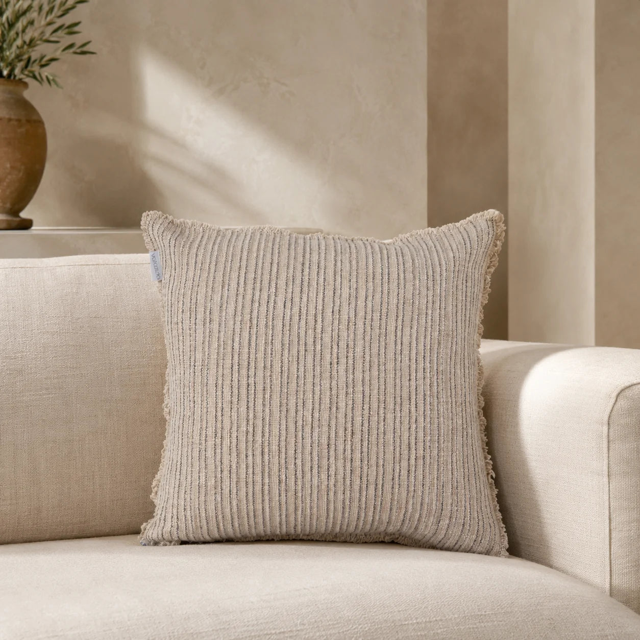 Verve Linen Cushion Cover – Natural & Charcoal Stripe