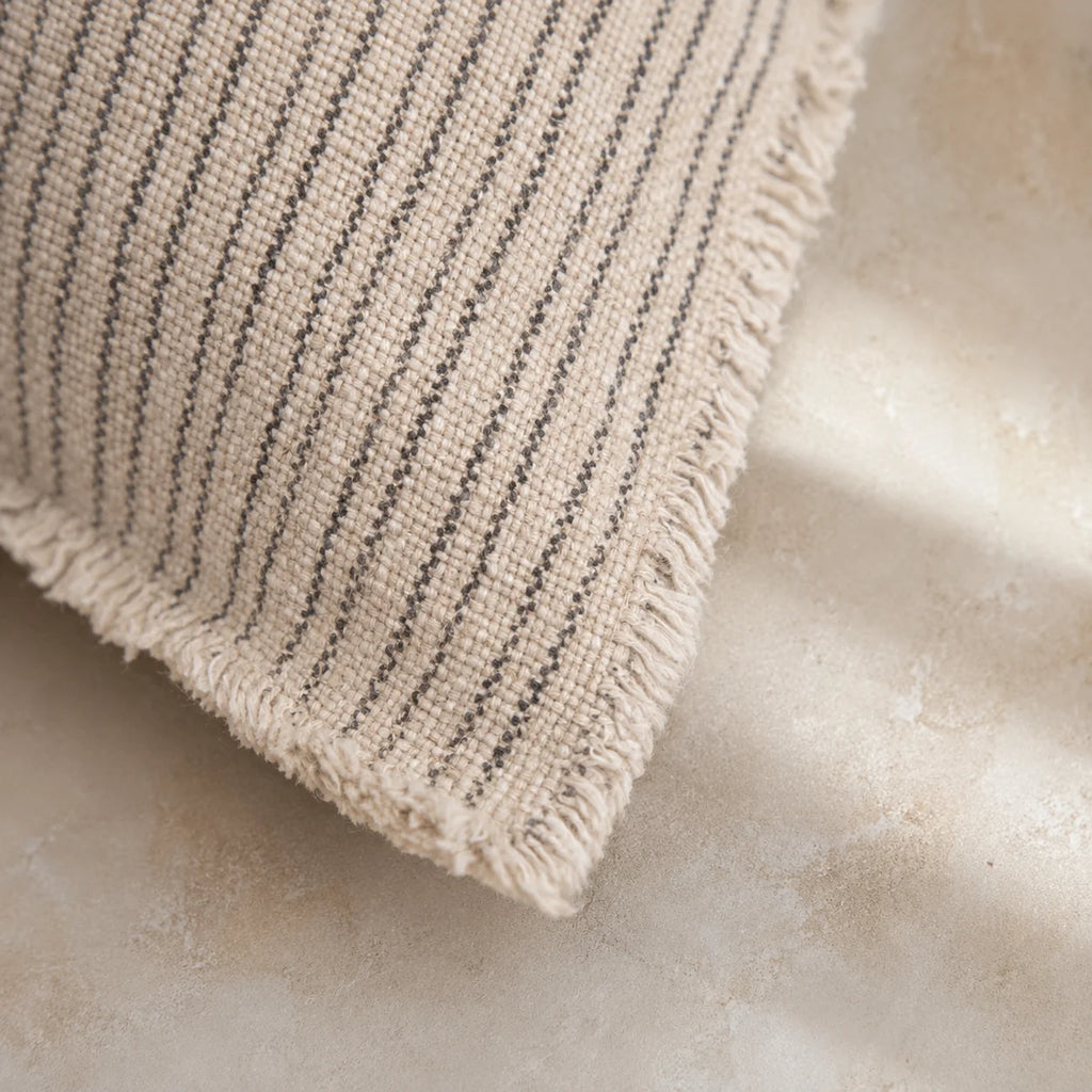 Verve Linen Cushion Cover – Natural & Charcoal Stripe
