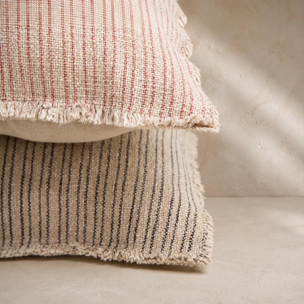 Verve Linen Cushion Cover – Natural & Charcoal Stripe