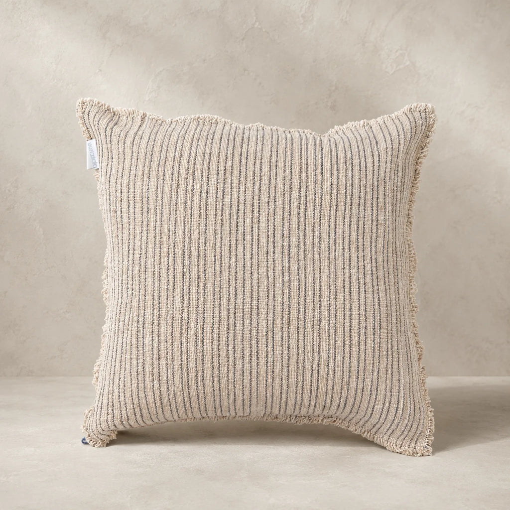 Verve Linen Cushion Cover – Natural & Charcoal Stripe