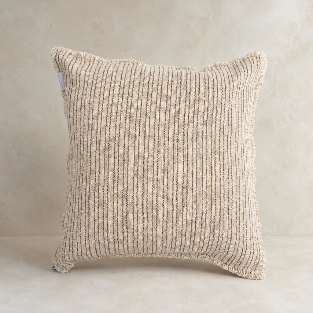 Verve Linen Cushion Cover – Natural & Charcoal Stripe