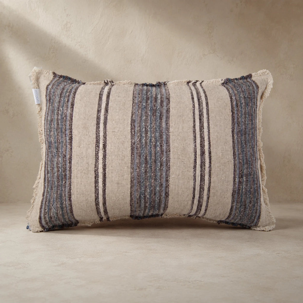 Verve Linen Cushion Cover – Navy & Natural Stripe 40×60