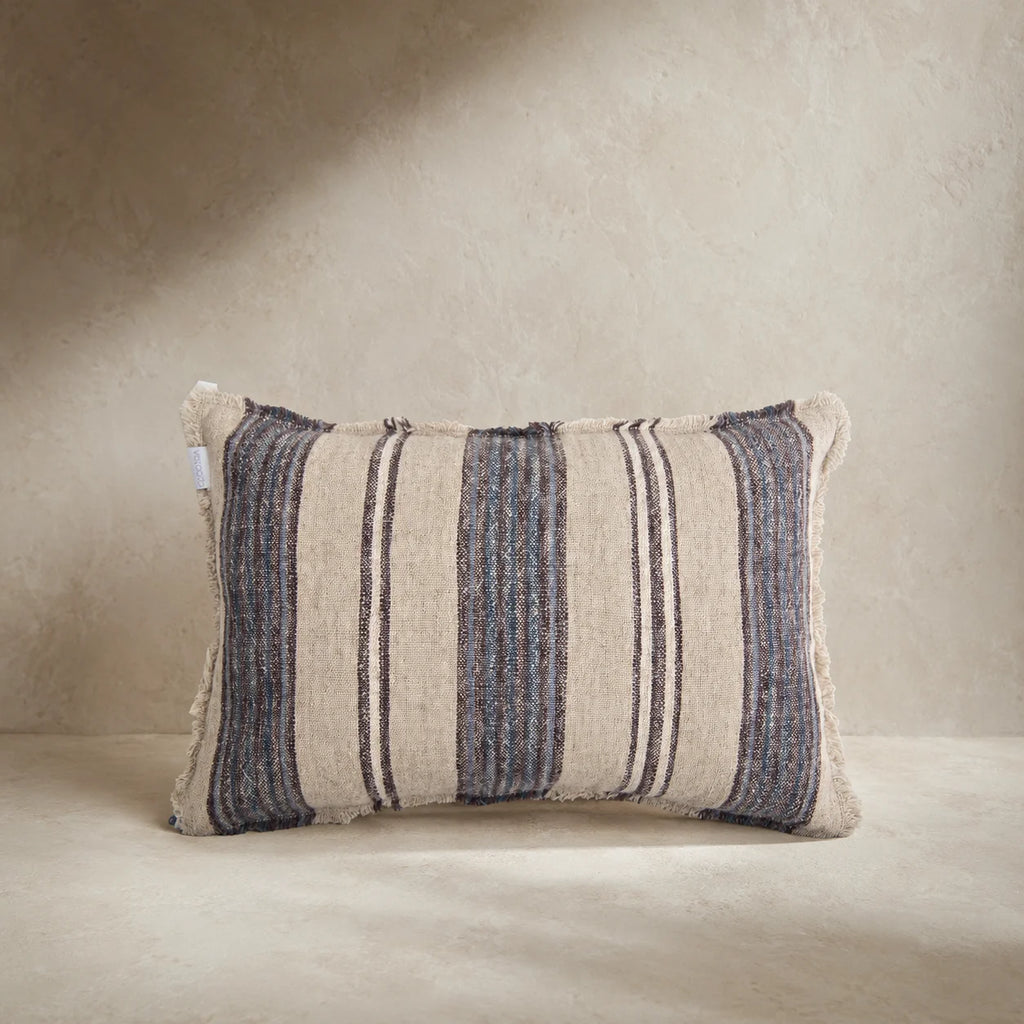 Verve Linen Cushion Cover – Navy & Natural Stripe 40×60