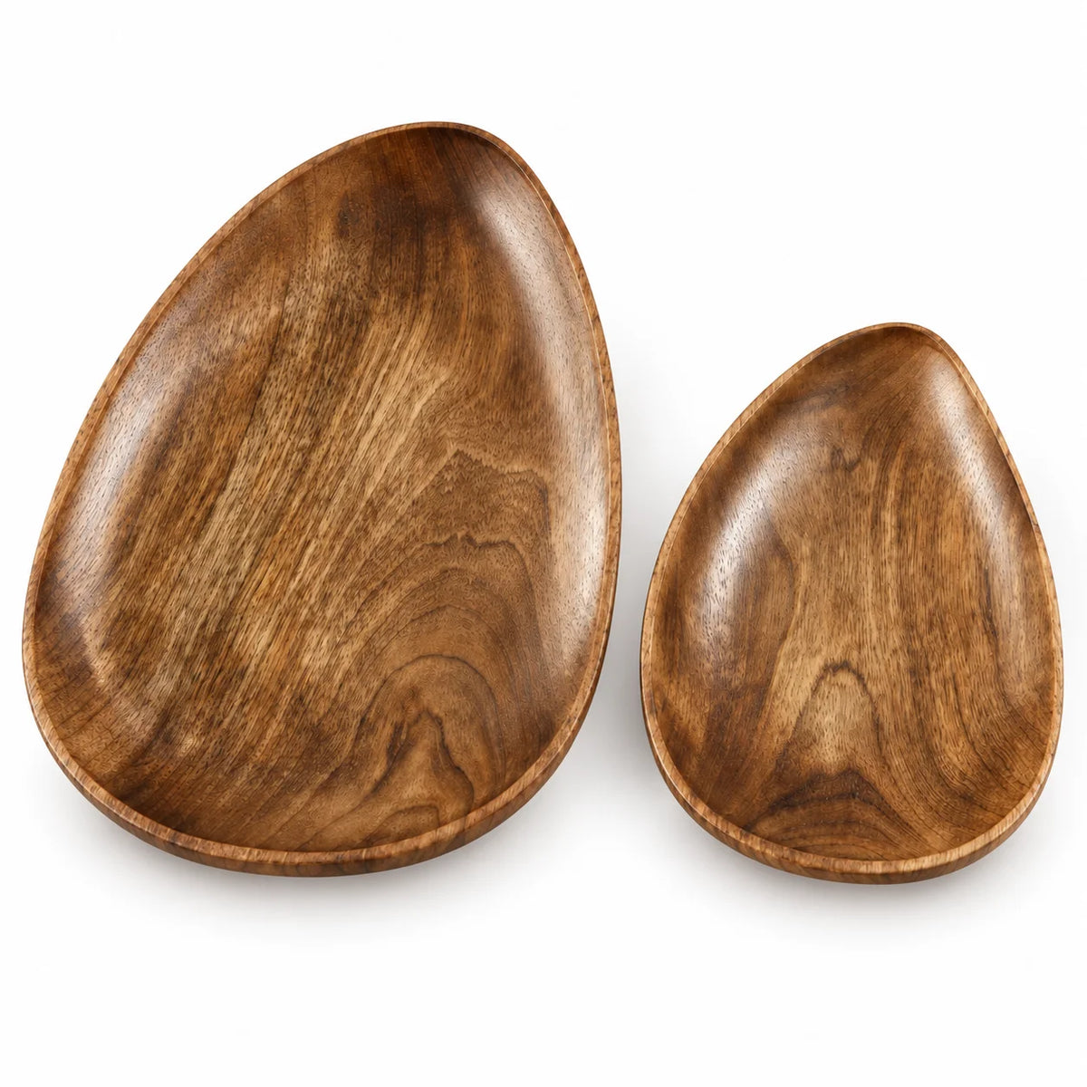 Mango Wood Decorative Platter Set – Set of 2