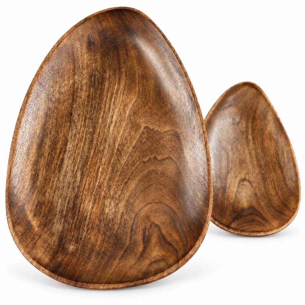 Mango Wood Decorative Platter Set – Set of 2
