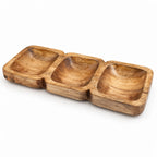 Mango Wood Triple Compartment Decorative Tray