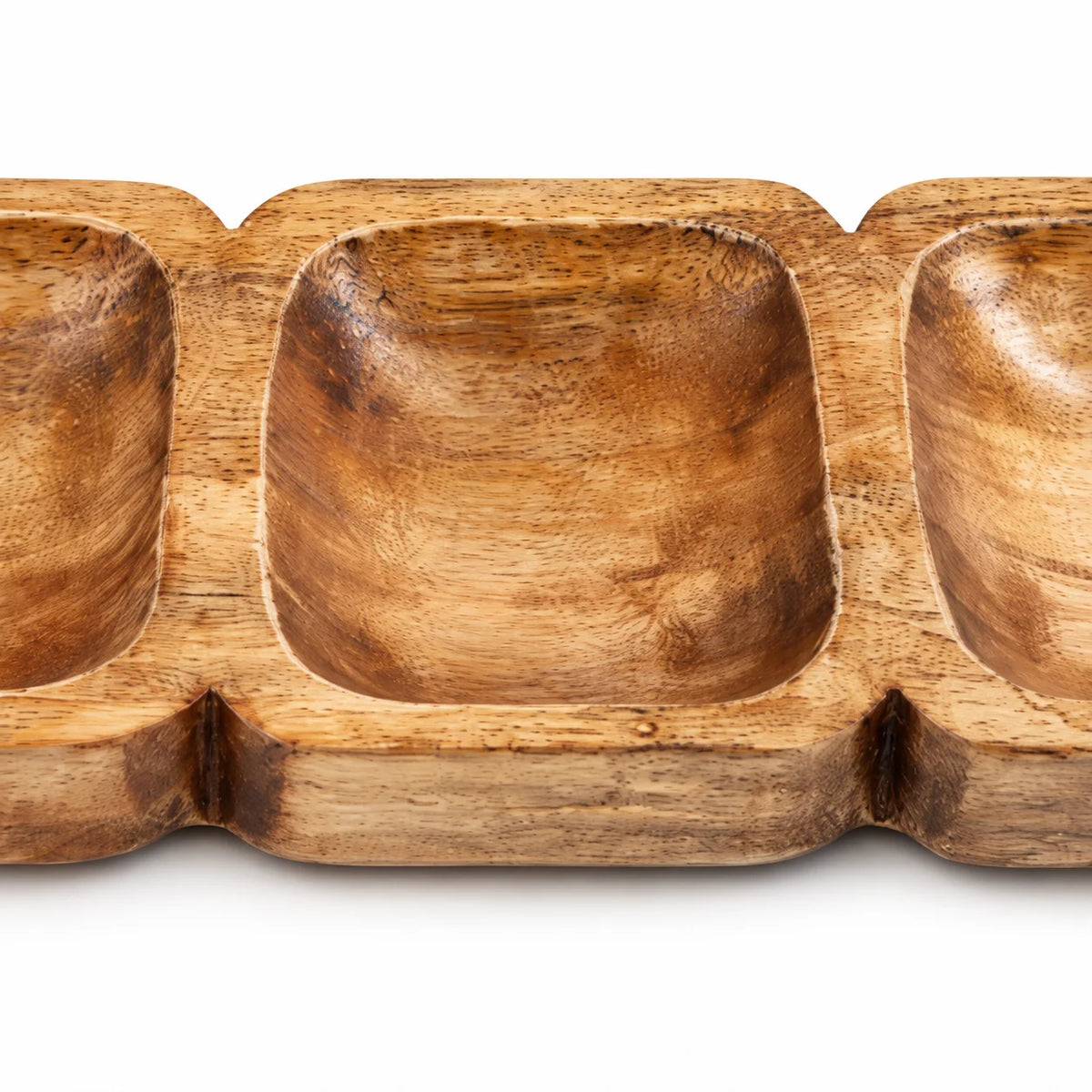 Mango Wood Triple Compartment Decorative Tray