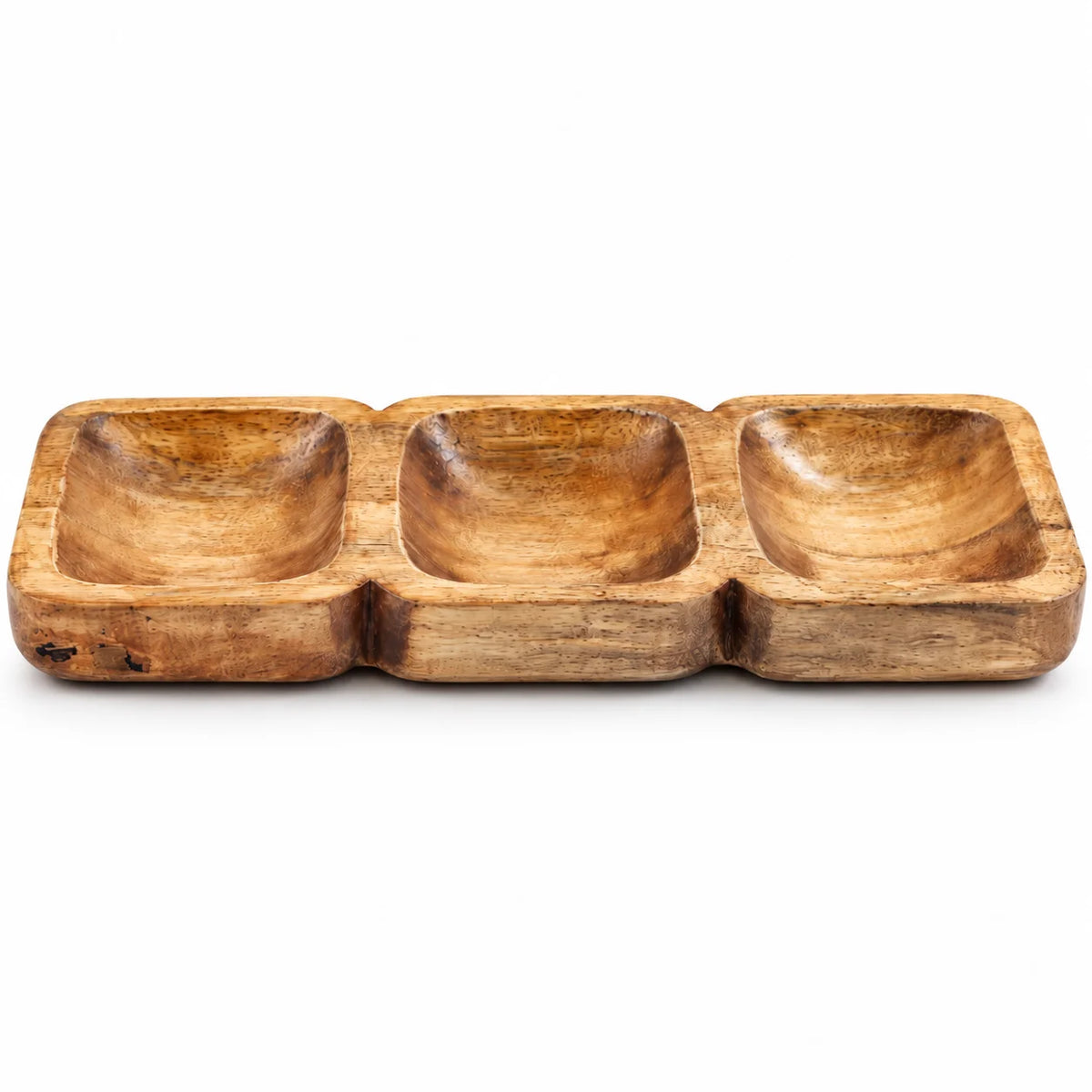 Mango Wood Triple Compartment Decorative Tray
