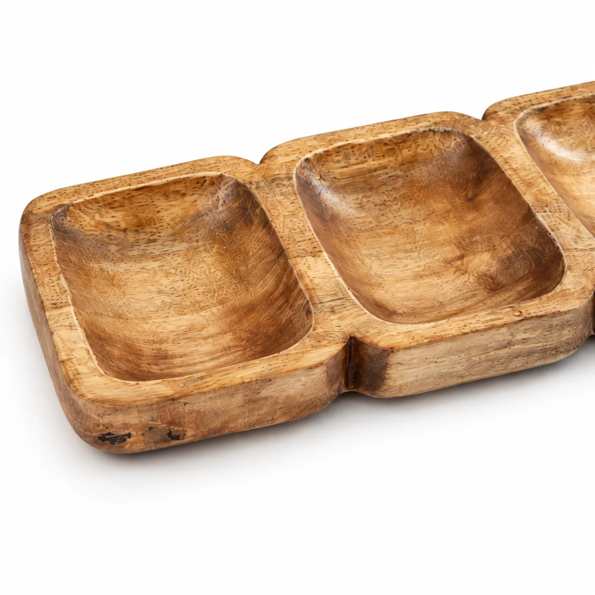 Mango Wood Triple Compartment Decorative Tray