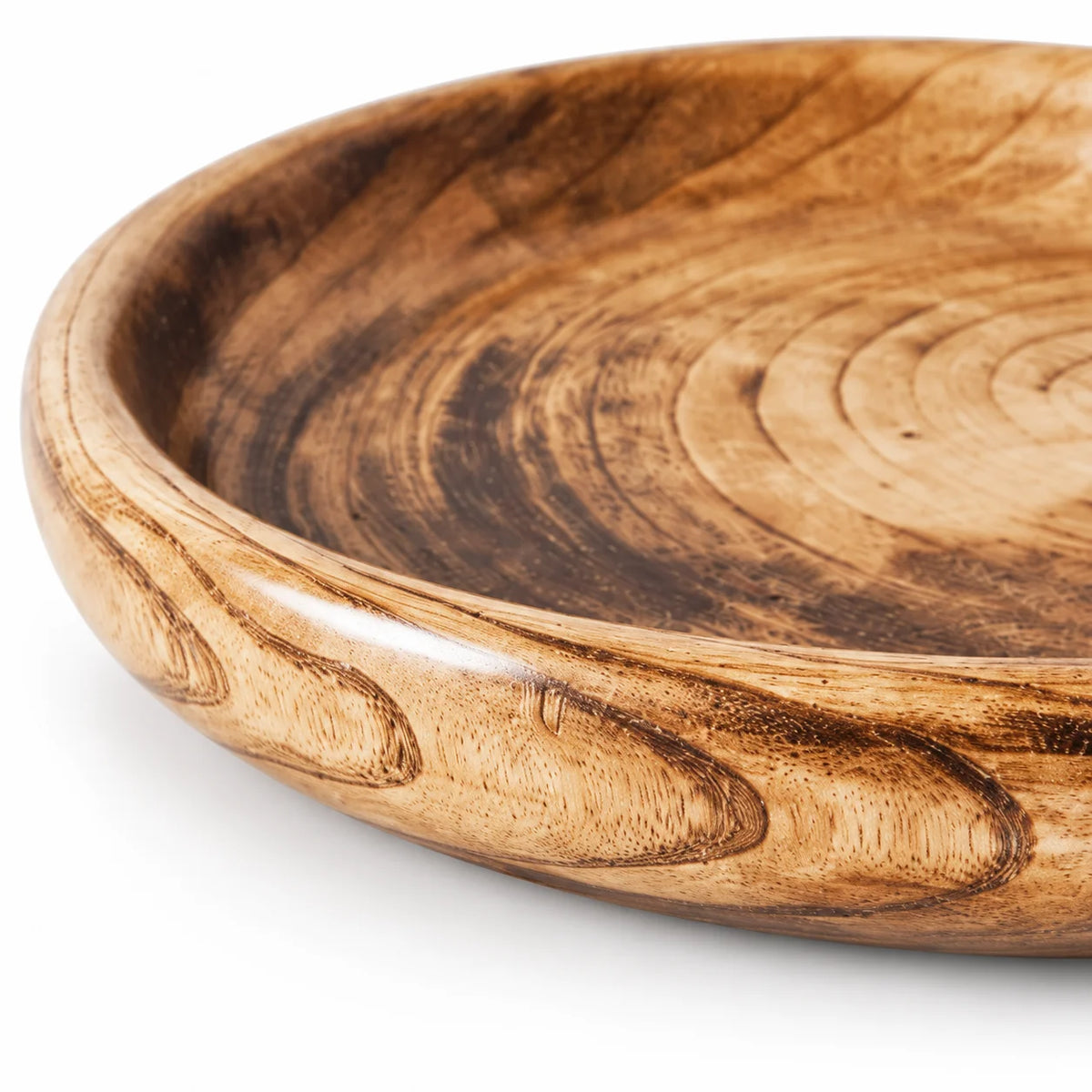 Round Mango Wood Decorative Platter – Brown