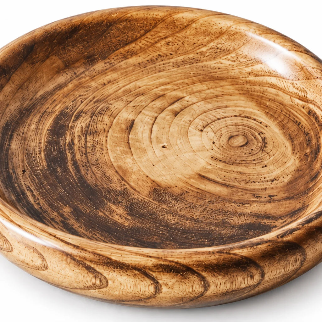 Round Mango Wood Decorative Platter – Brown