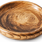 Round Mango Wood Decorative Platter – Brown
