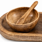 Mango Wood Decorative Bowl Set with Spoons – Set of 3