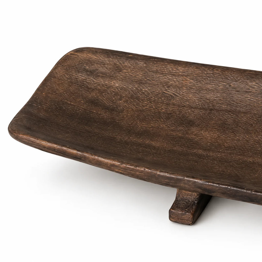 Brown Paulownia Decorative Tray with Feet