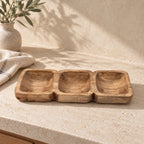 Mango Wood Triple Compartment Decorative Tray