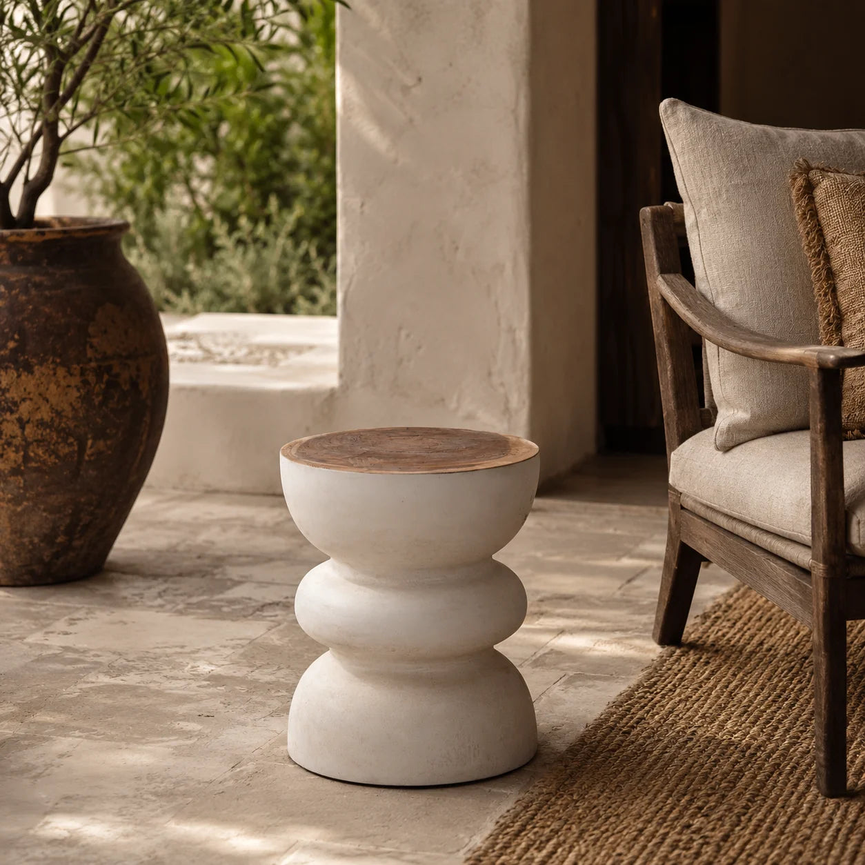 Naji White  Side Table