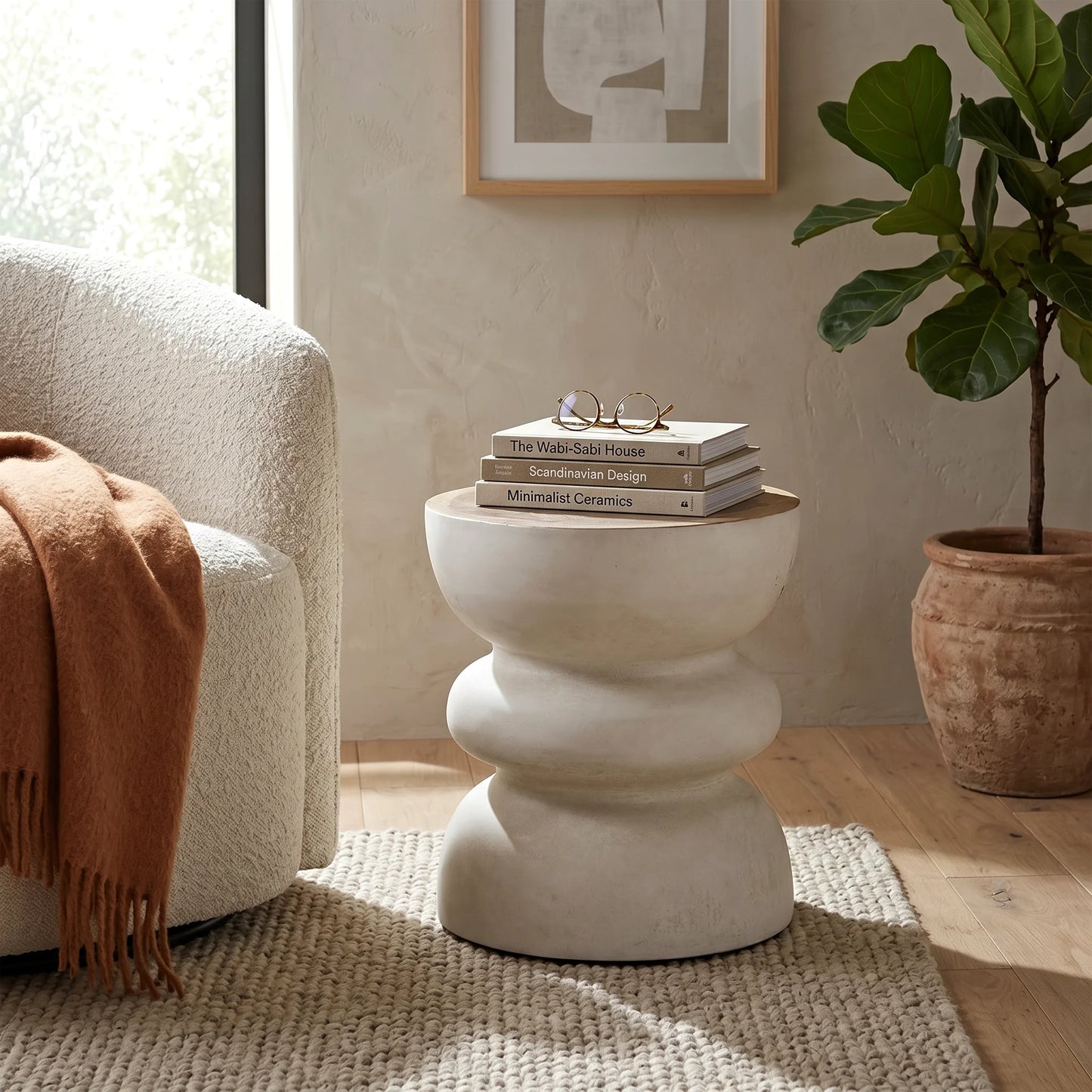 Naji White  Side Table