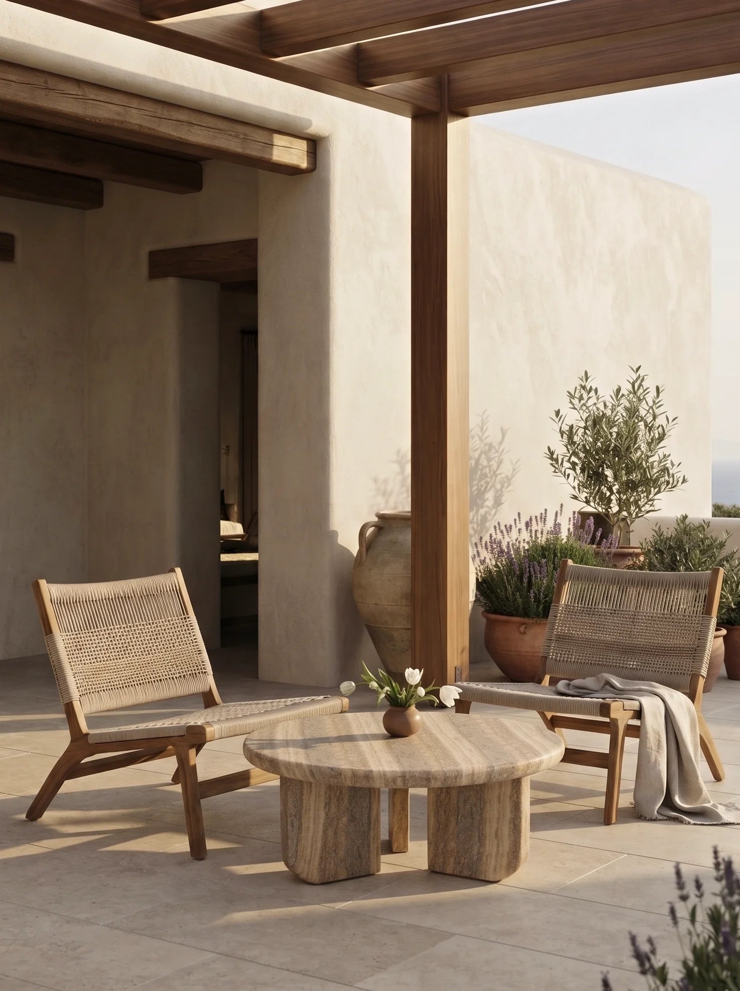 Frey Concrete Coffee Table – Travertine Finish