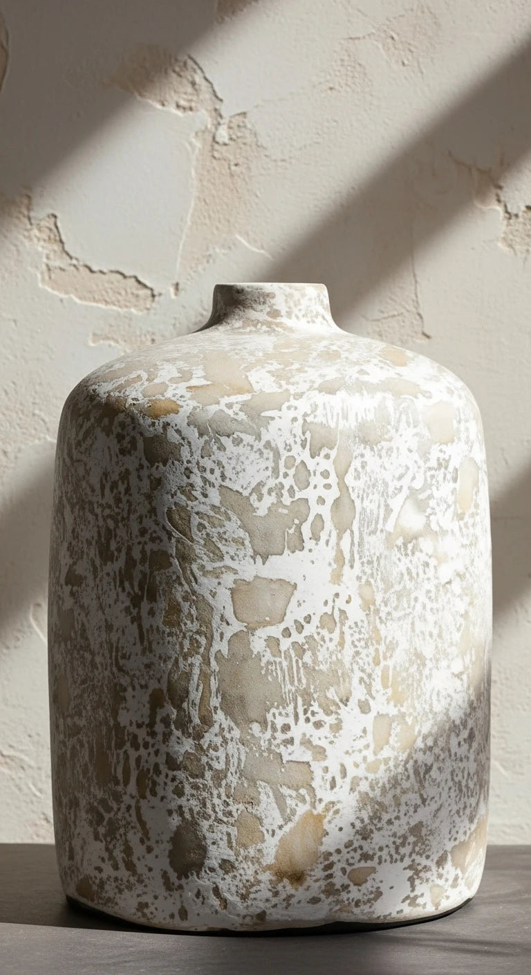 Siso Ceramic Vase – White Textured Finish
