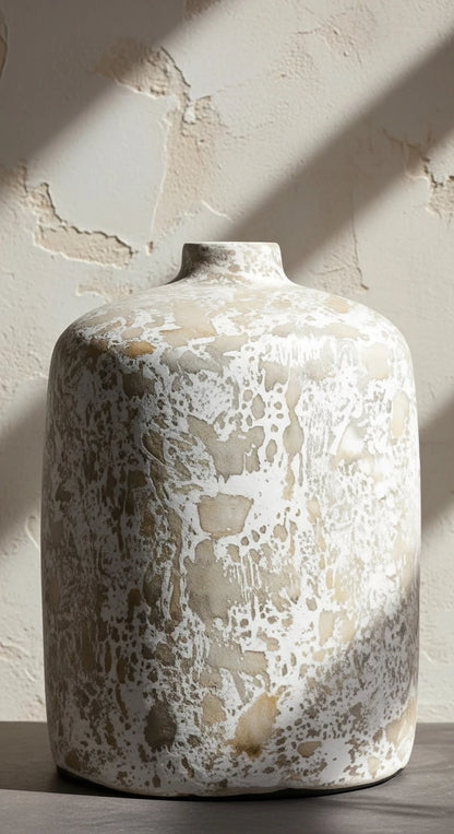 Siso Ceramic Vase – White Textured Finish