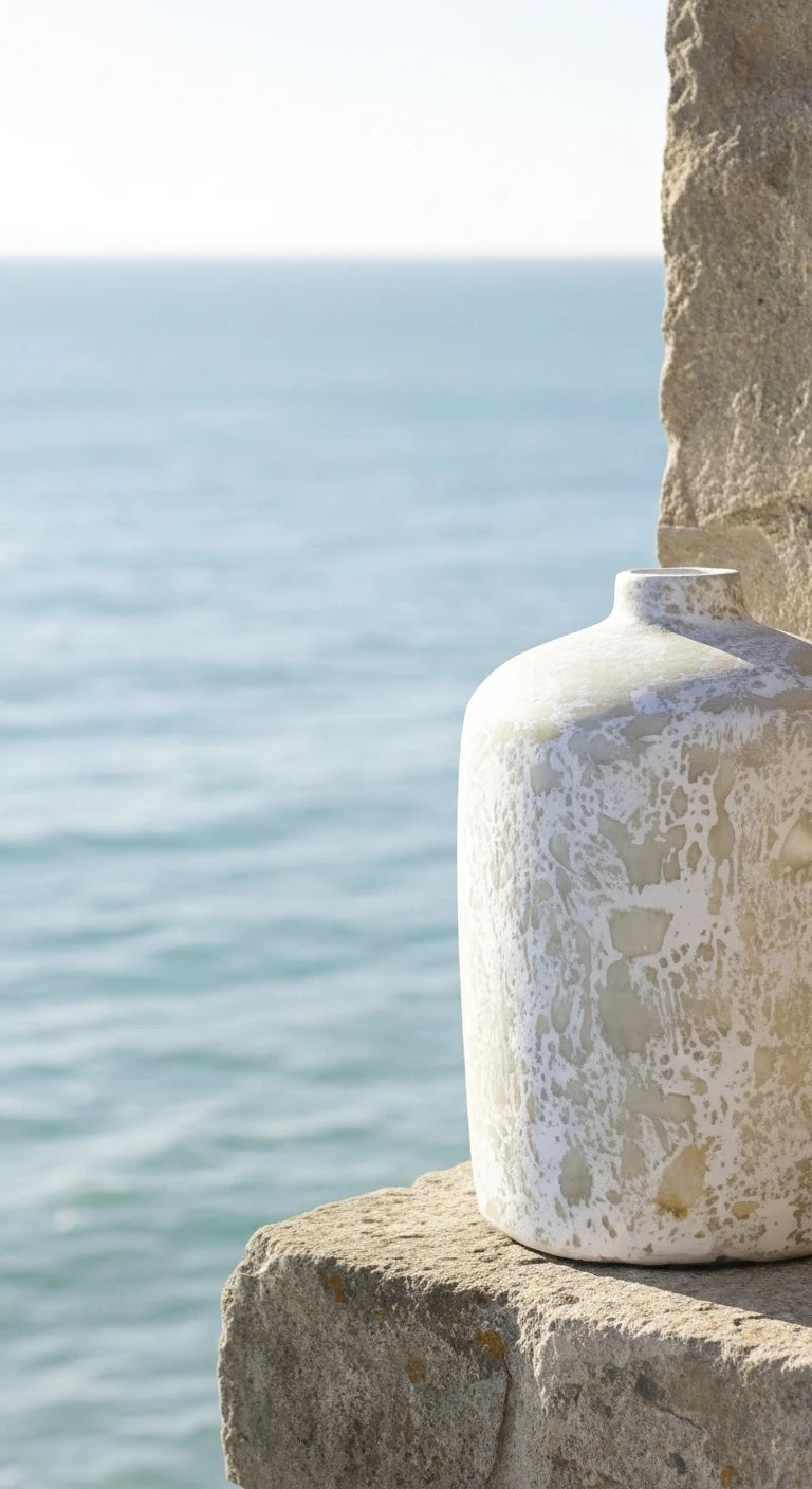 Siso Ceramic Vase – White Textured Finish