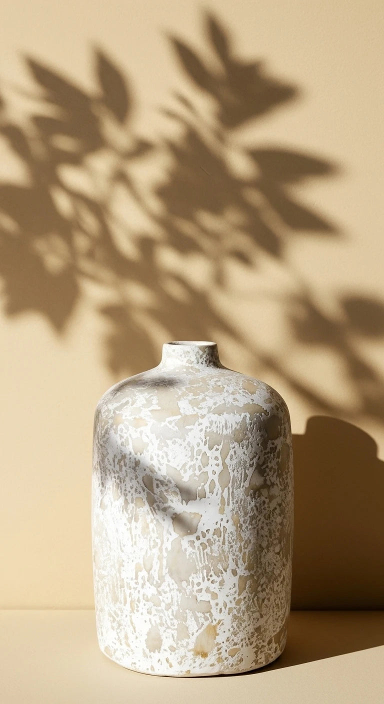 Siso Ceramic Vase – White Textured Finish
