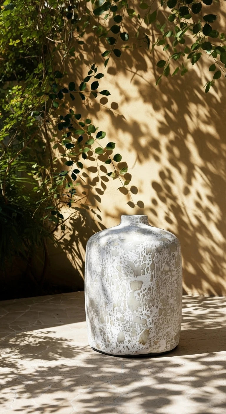 Siso Ceramic Vase – White Textured Finish