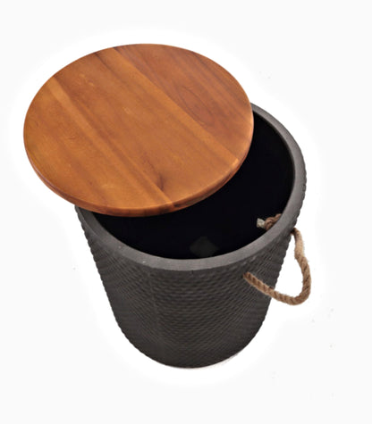 Katy Storage Stool – Cement Body with Acacia Wood Lid